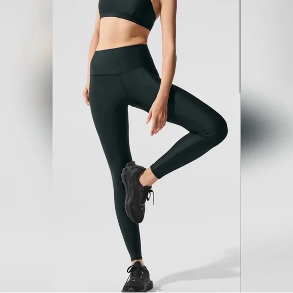 NWT ALO Yoga 7/8 High-Waist Airlift Legging in Charcoal Green - Picture 4 of 9